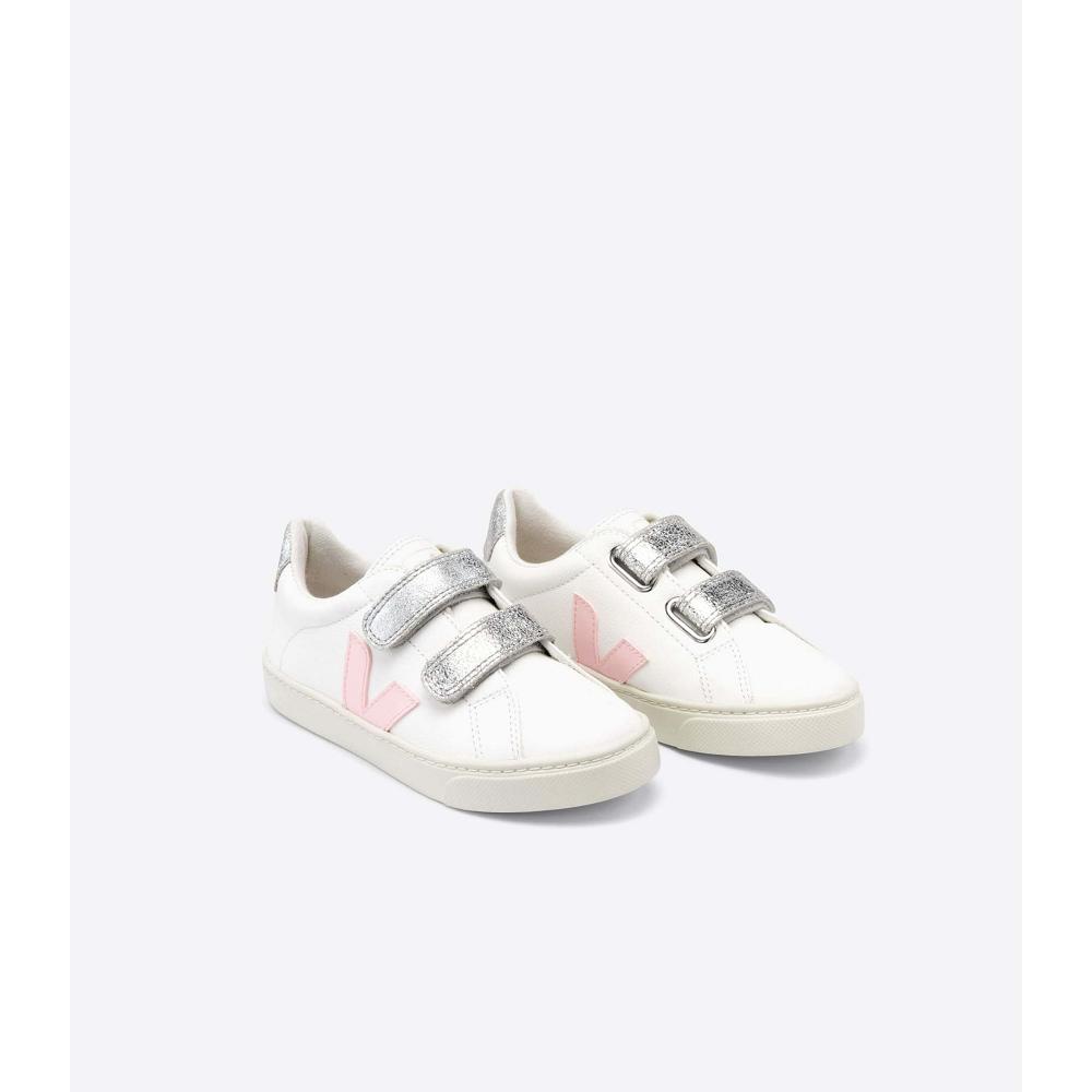 Kids' Veja ESPLAR CHROMEFREE Shoes White/Pink | SG 731PJJ